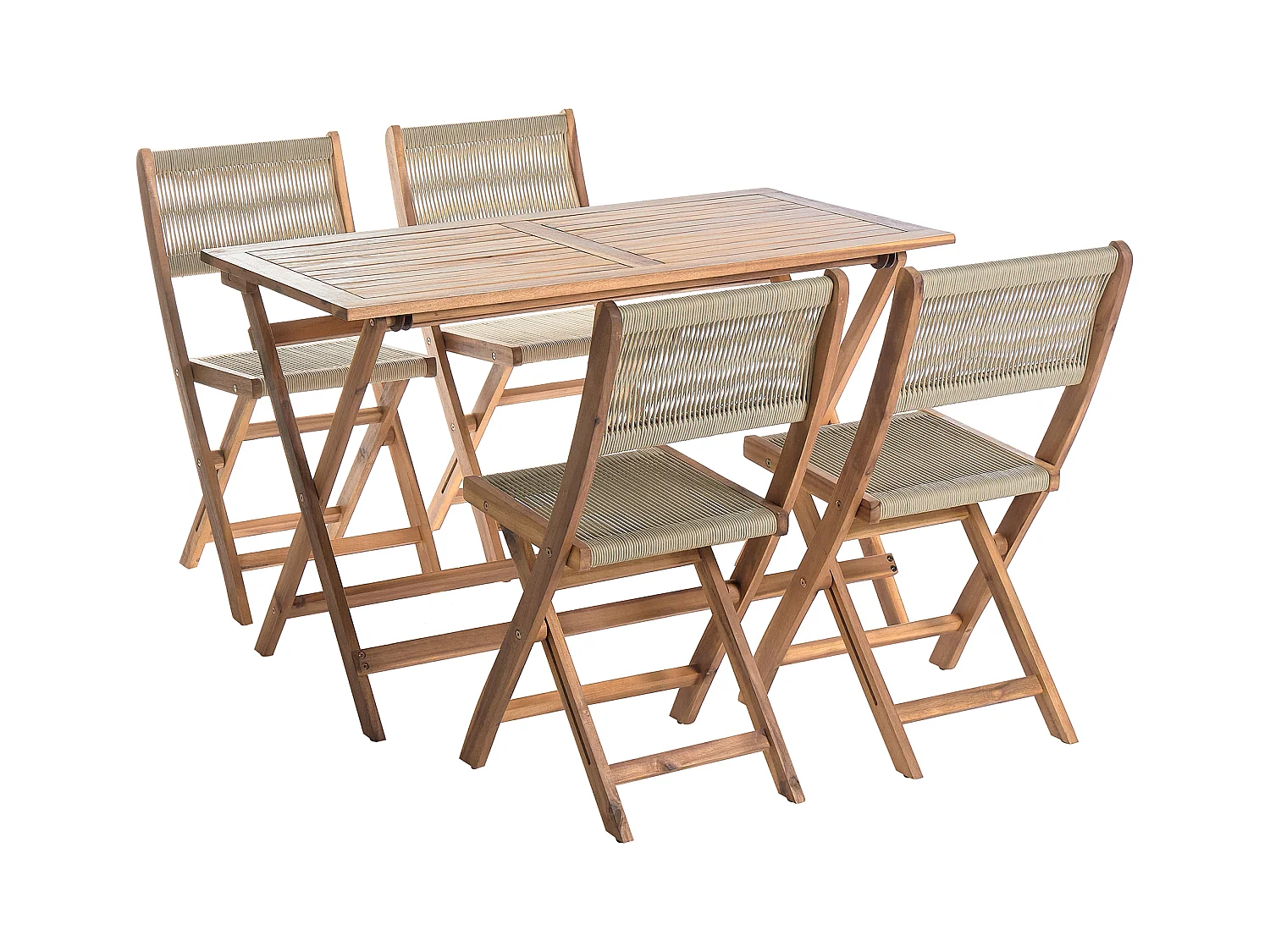 Salle à manger de jardin 4 places PROSSEDI Acacia Beige