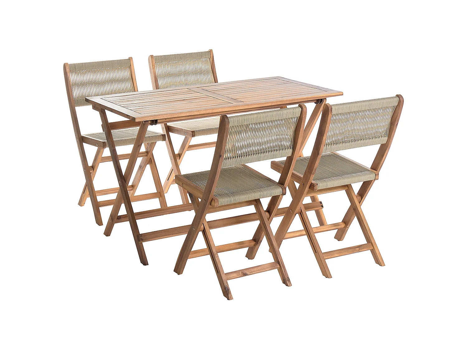 Salle à manger de jardin 4 places PROSSEDI Acacia Beige