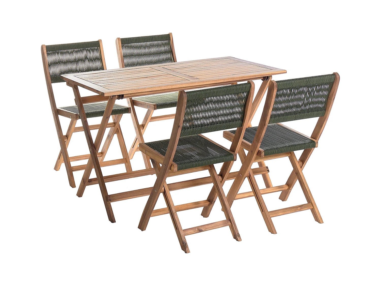 Gartenmöbel Set 4-Sitzer PROSSEDI Akazienholz Grün