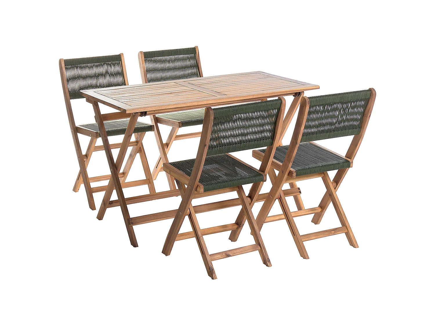 Gartenmöbel Set 4-Sitzer PROSSEDI Akazienholz Grün