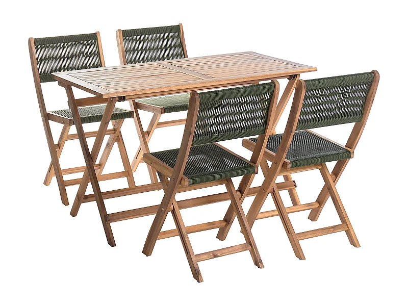 Gartenmöbel Set 4-Sitzer PROSSEDI Akazienholz Grün