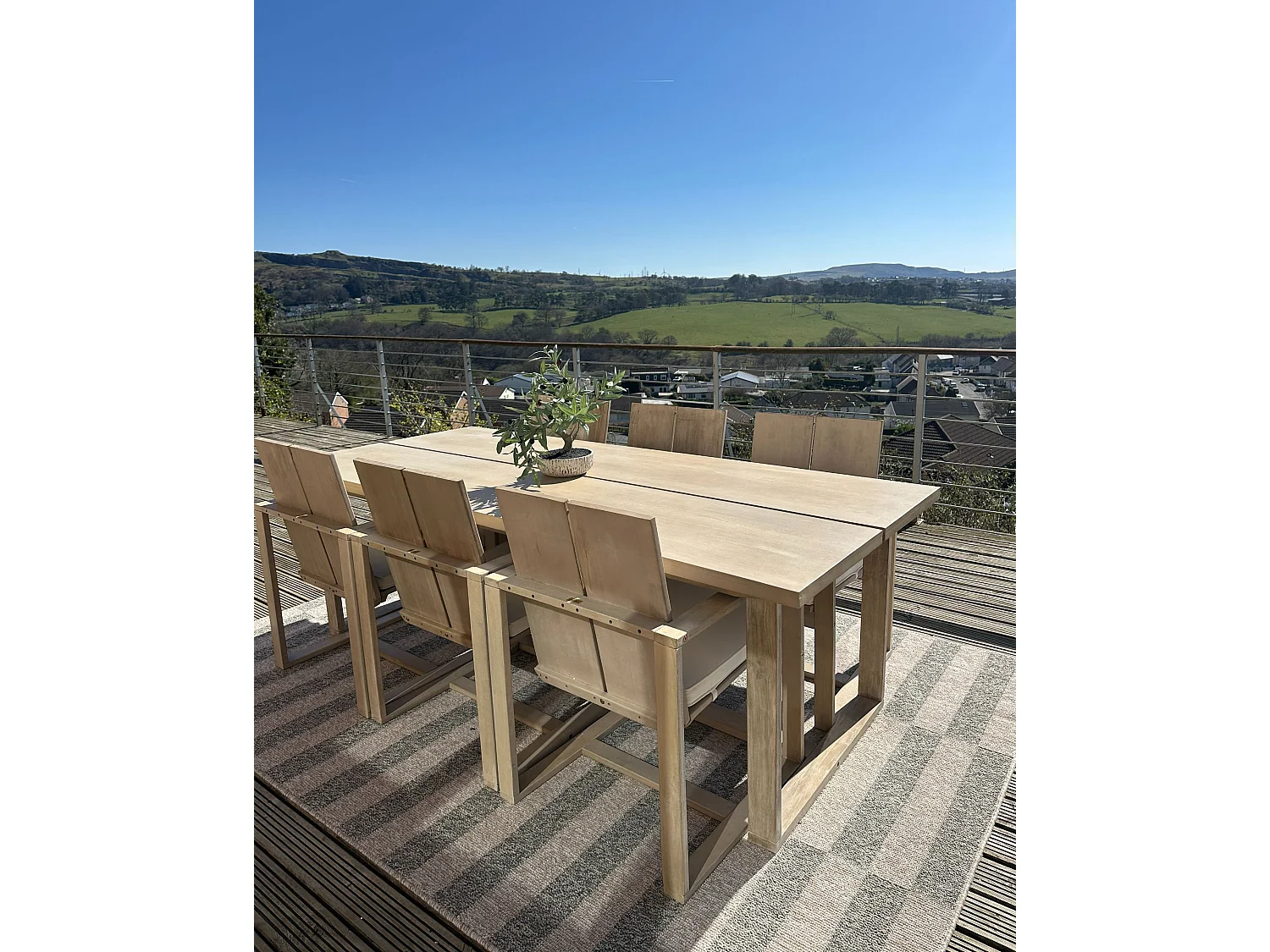 Gartenmöbel Set 6-Sitzer AZZANELLO Akazienholz Cremeweiss