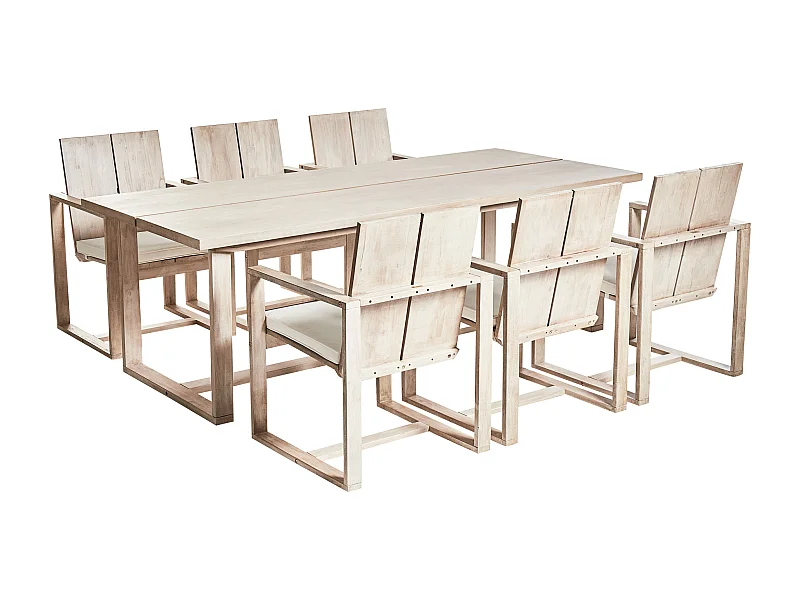 Gartenmöbel Set 6-Sitzer AZZANELLO Akazienholz Cremeweiss