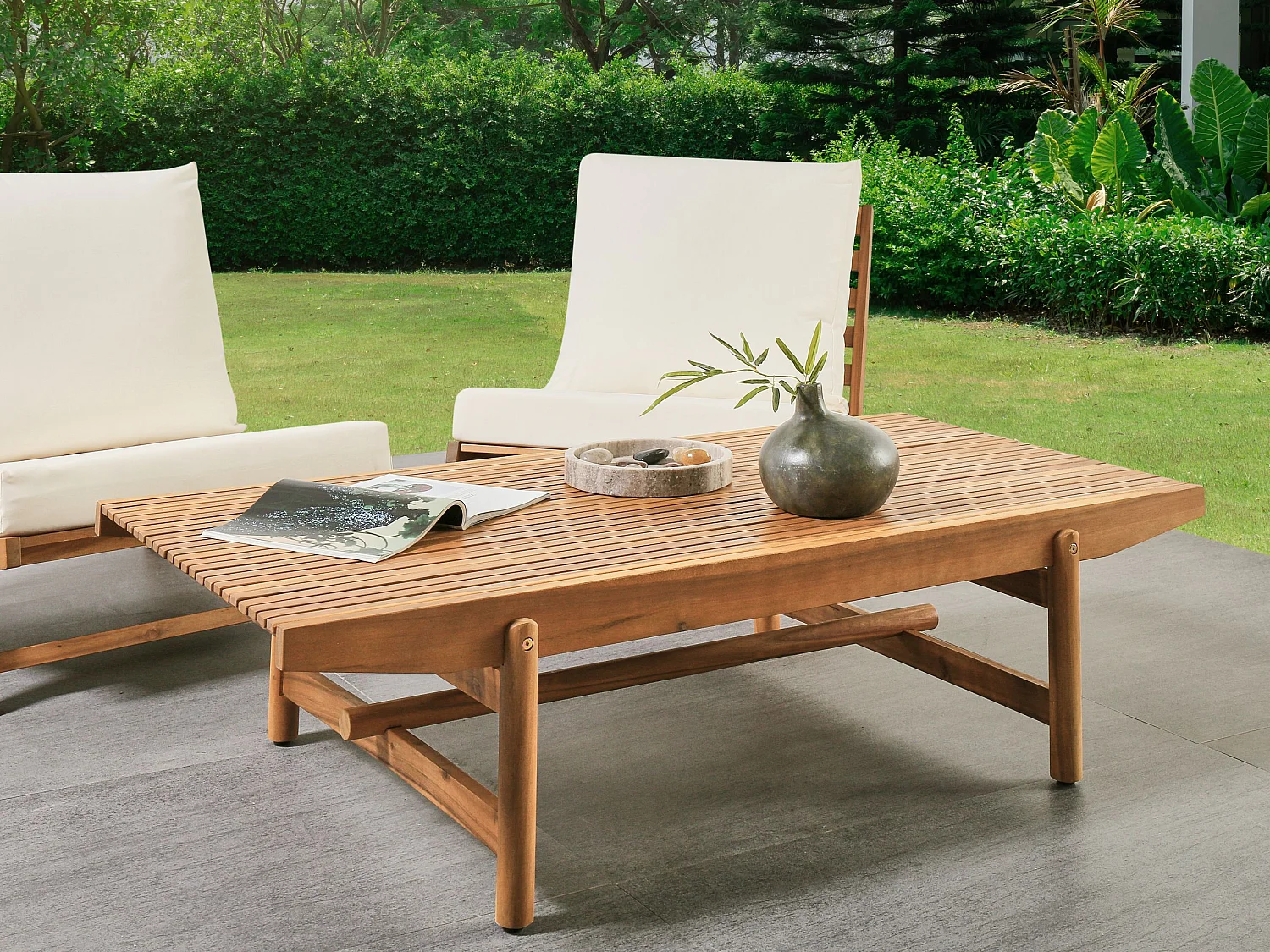 Table basse de jardin GIAVENO 145 cm 79 cm Acacia Marron