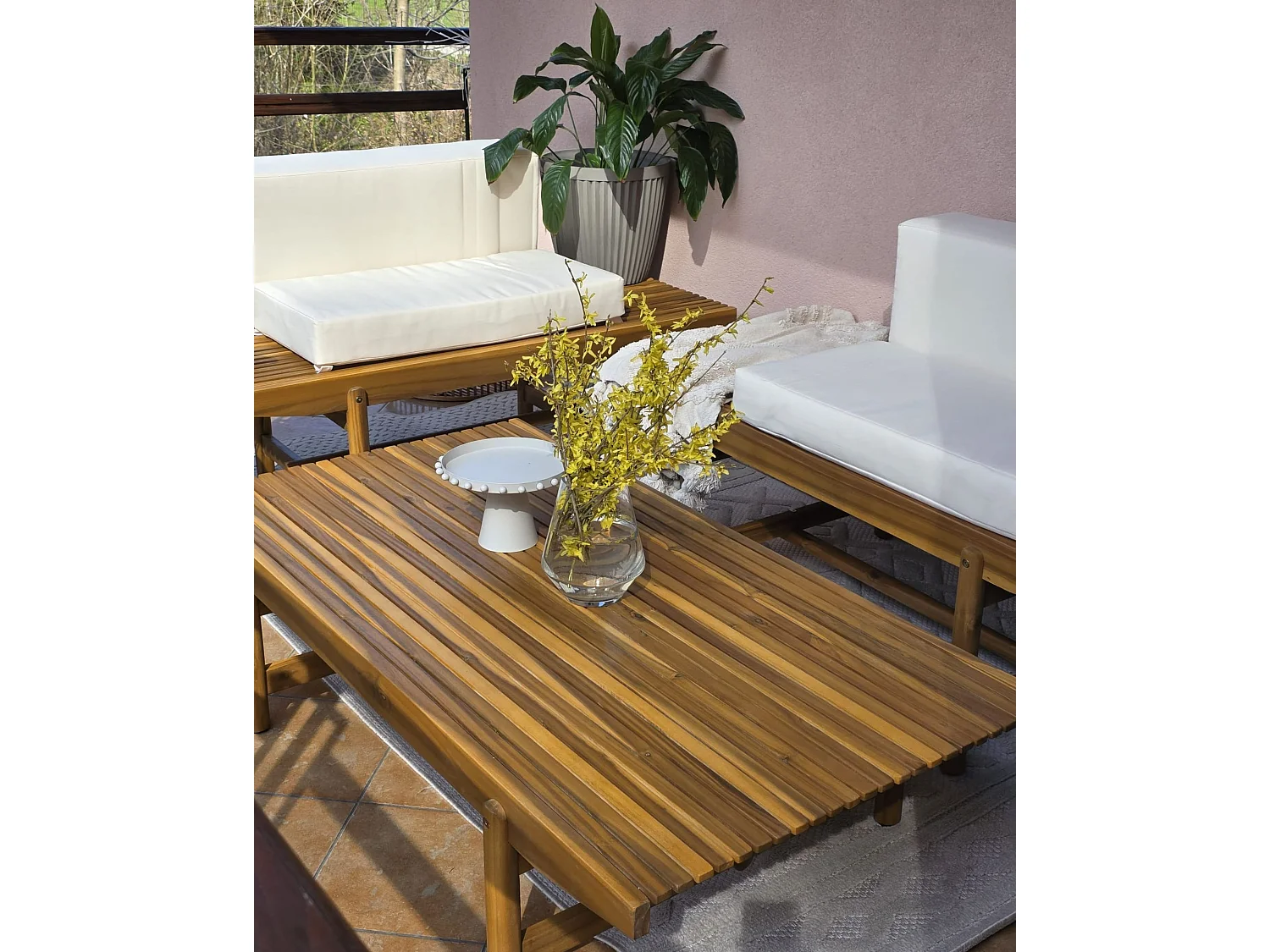 Table basse de jardin GIAVENO 145 cm 79 cm Acacia Marron