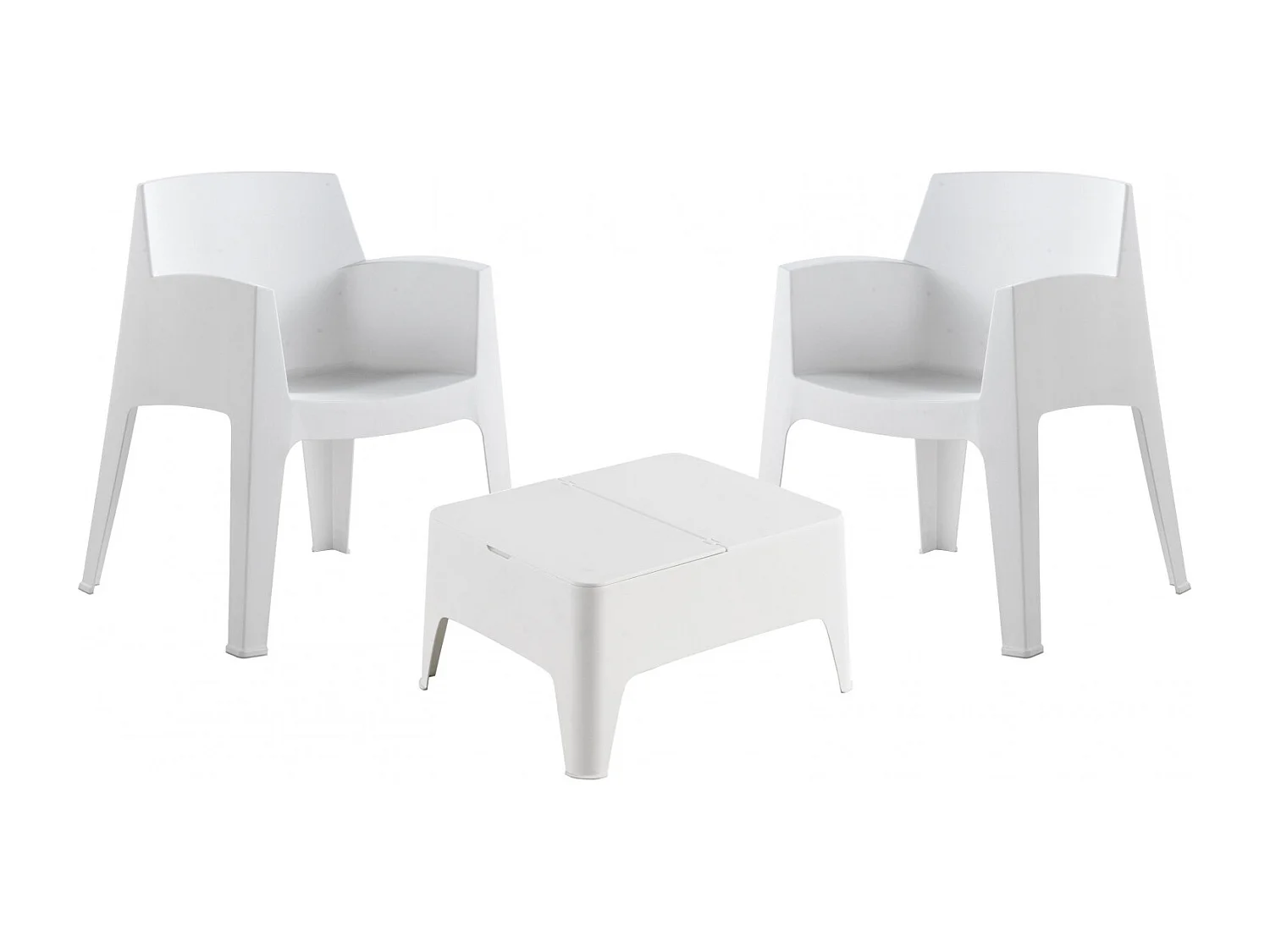 Conjunto de Jardim e Terraço Sp Berner Costa com 2 Cadeiras e 1 Mesa de Centro em Resina Branca