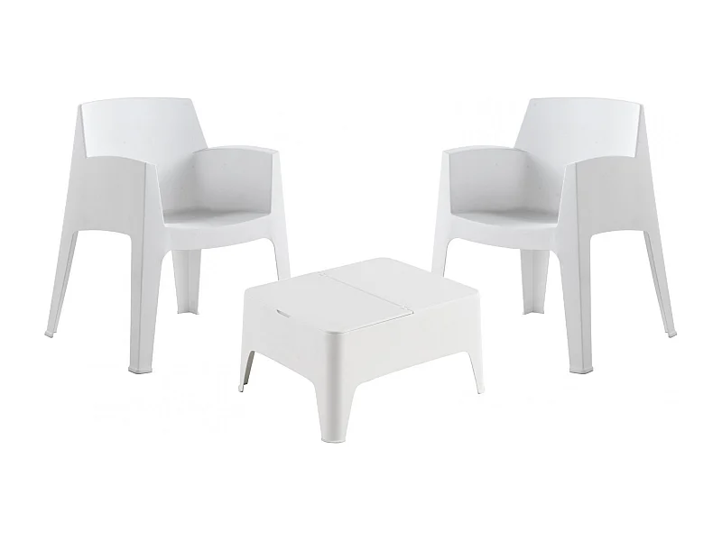 Tuin- en Terrasmeubilair Sp Berner Costa met 2 Stoelen en 1 Lage Tafel van Witte Hars