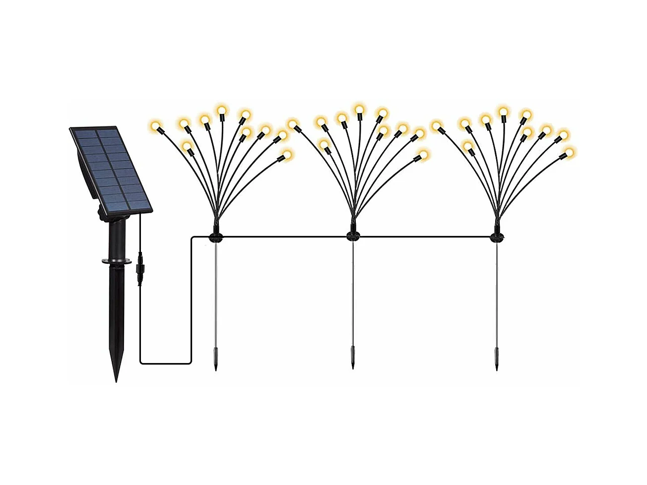 Lot de 3 torches solaires 30 boules LYRA Noir Plastique H70cm