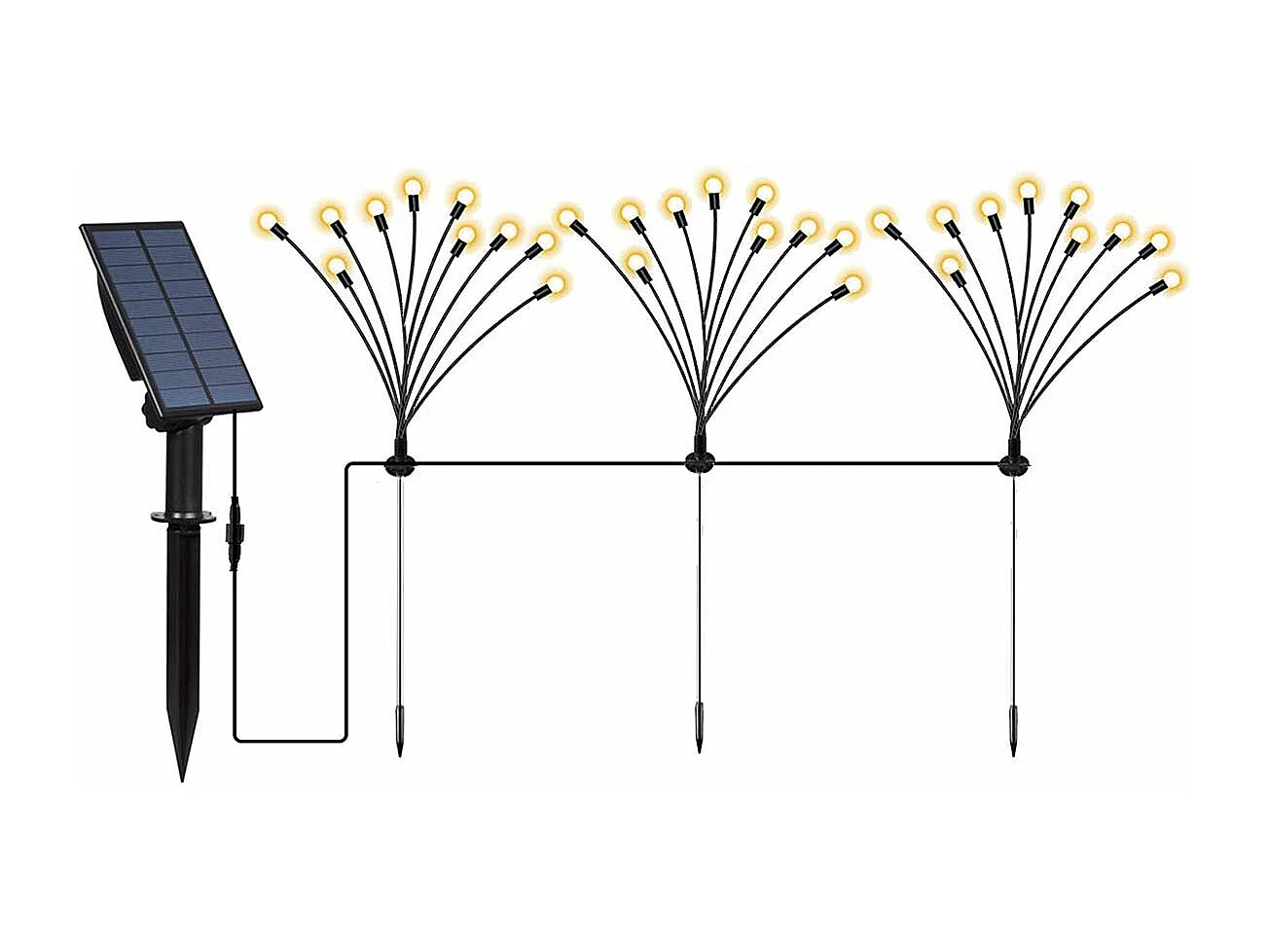 Lot de 3 torches solaires 30 boules LYRA Noir Plastique H70cm