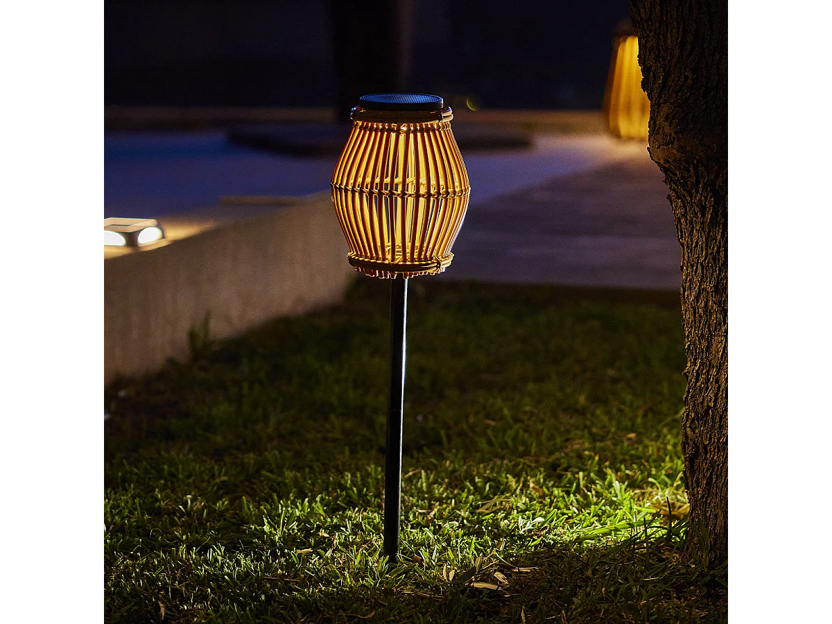 Balise solaire à planter SILVINA Beige Plastique H70cm