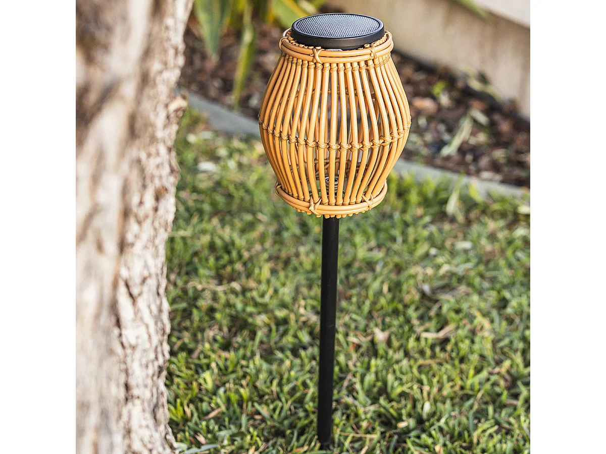 Balise solaire à planter SILVINA Beige Plastique H70cm