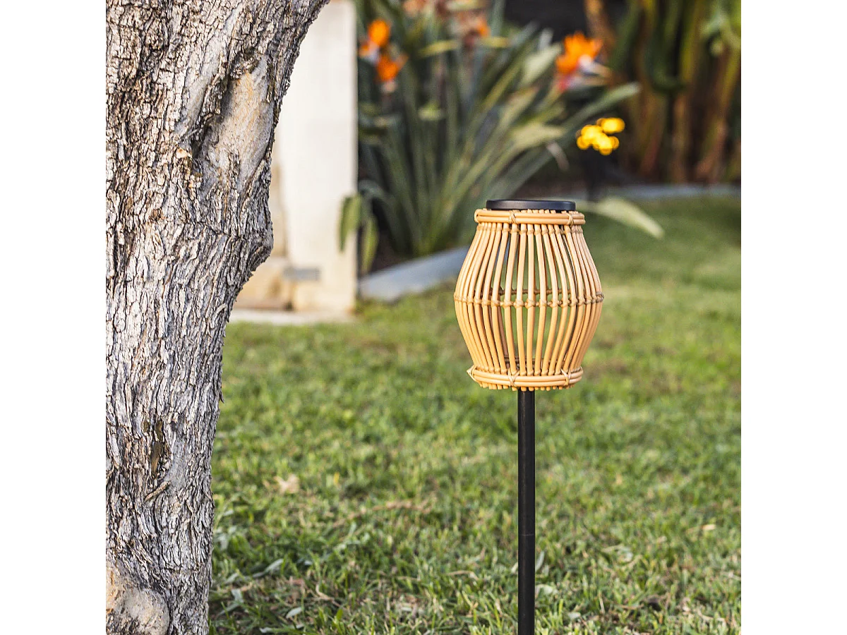 Balise solaire à planter SILVINA Beige Plastique H70cm