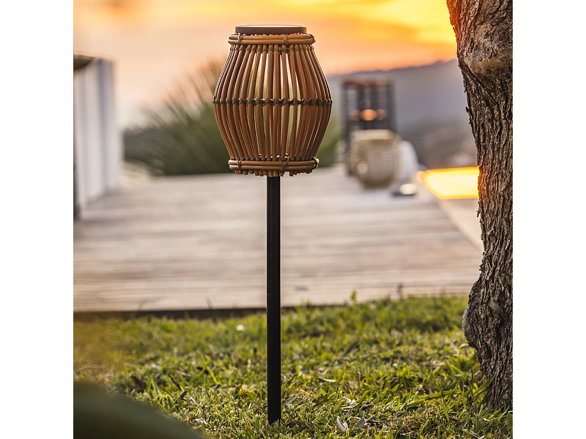 Balise solaire à planter SILVINA Beige Plastique H70cm