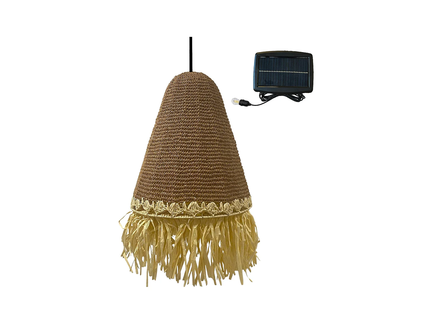 Suspension solaire bohème PALOMA Beige Herbe marine D40 cm