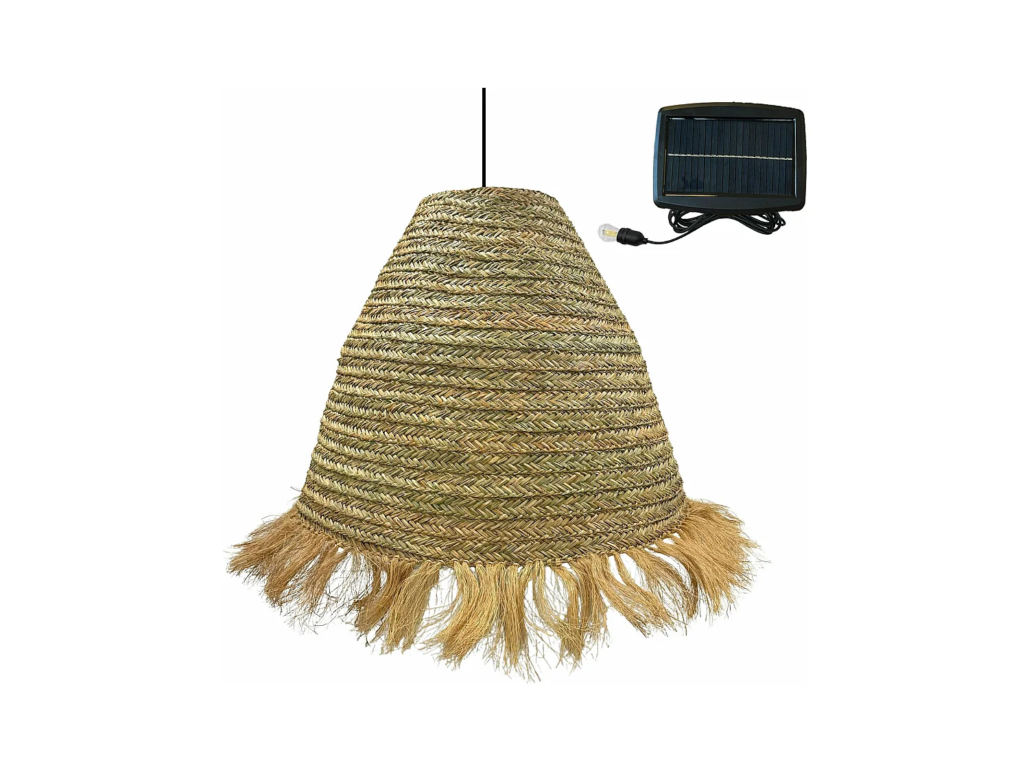 Suspension solaire bohème BIG ANAFI Beige Jonc de mer D100 cm