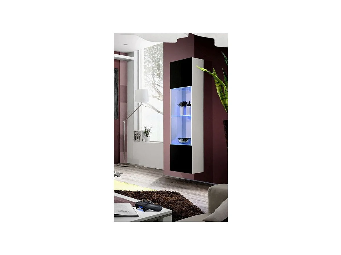Vitrine LED Murale Design "Fly III" 170cm Noir & Blanc