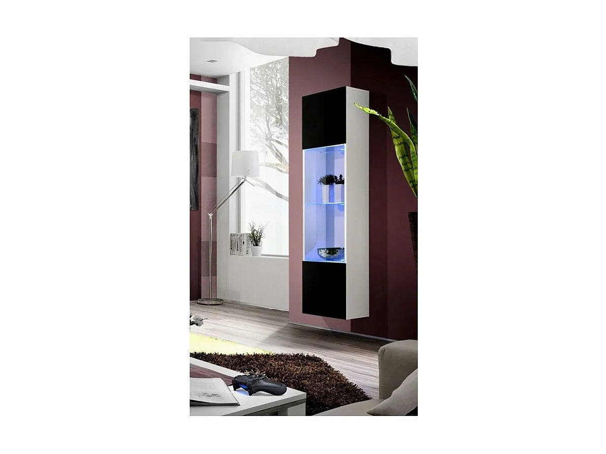 Vitrine LED Murale Design "Fly III" 170cm Noir & Blanc