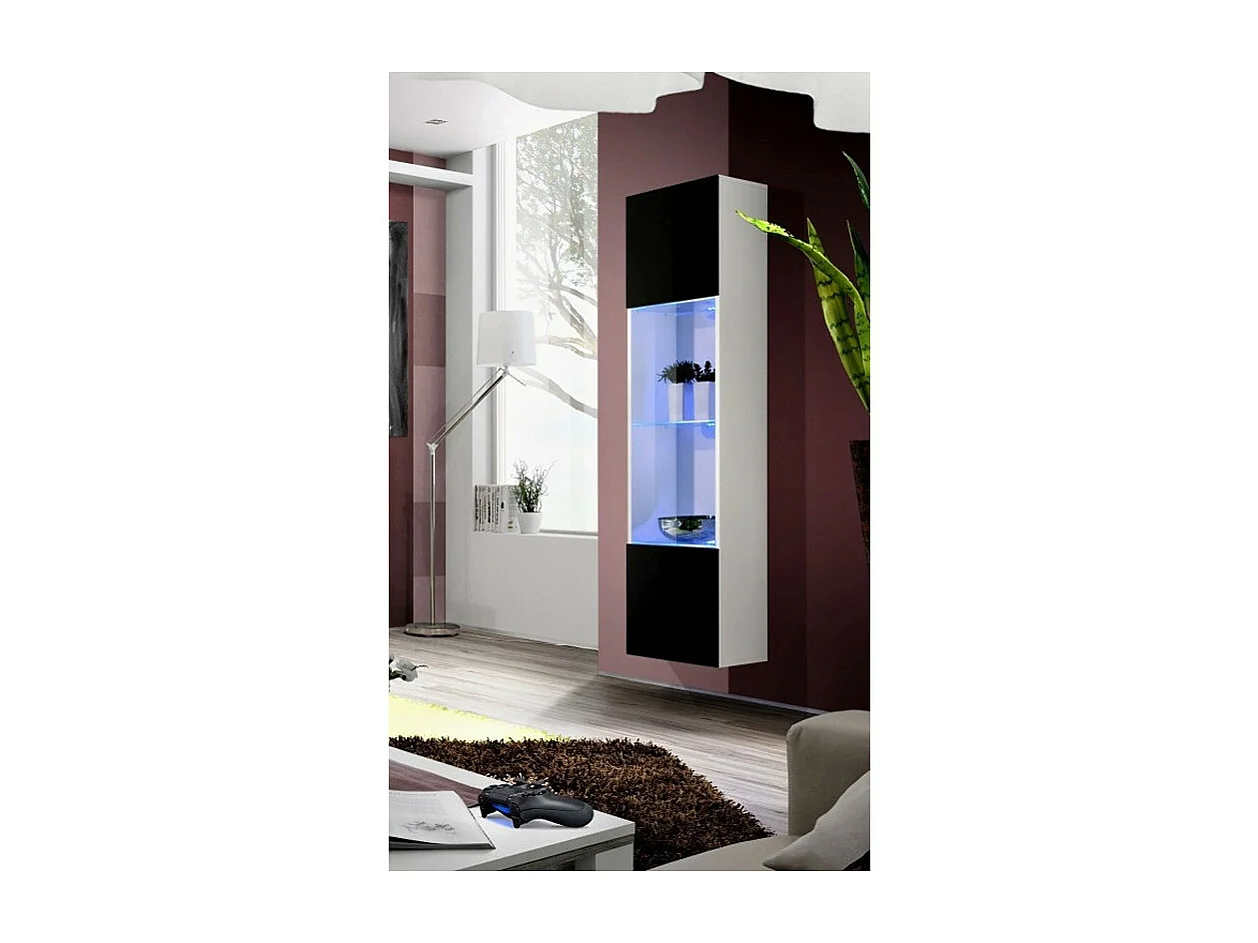 Vitrine LED Murale Design "Fly III" 170cm Noir & Blanc