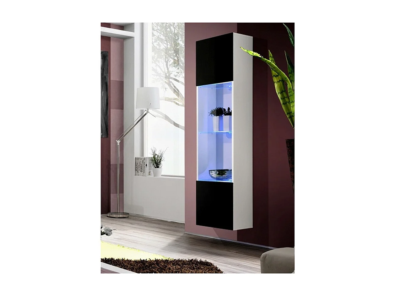Vitrine LED Murale Design "Fly III" 170cm Noir & Blanc