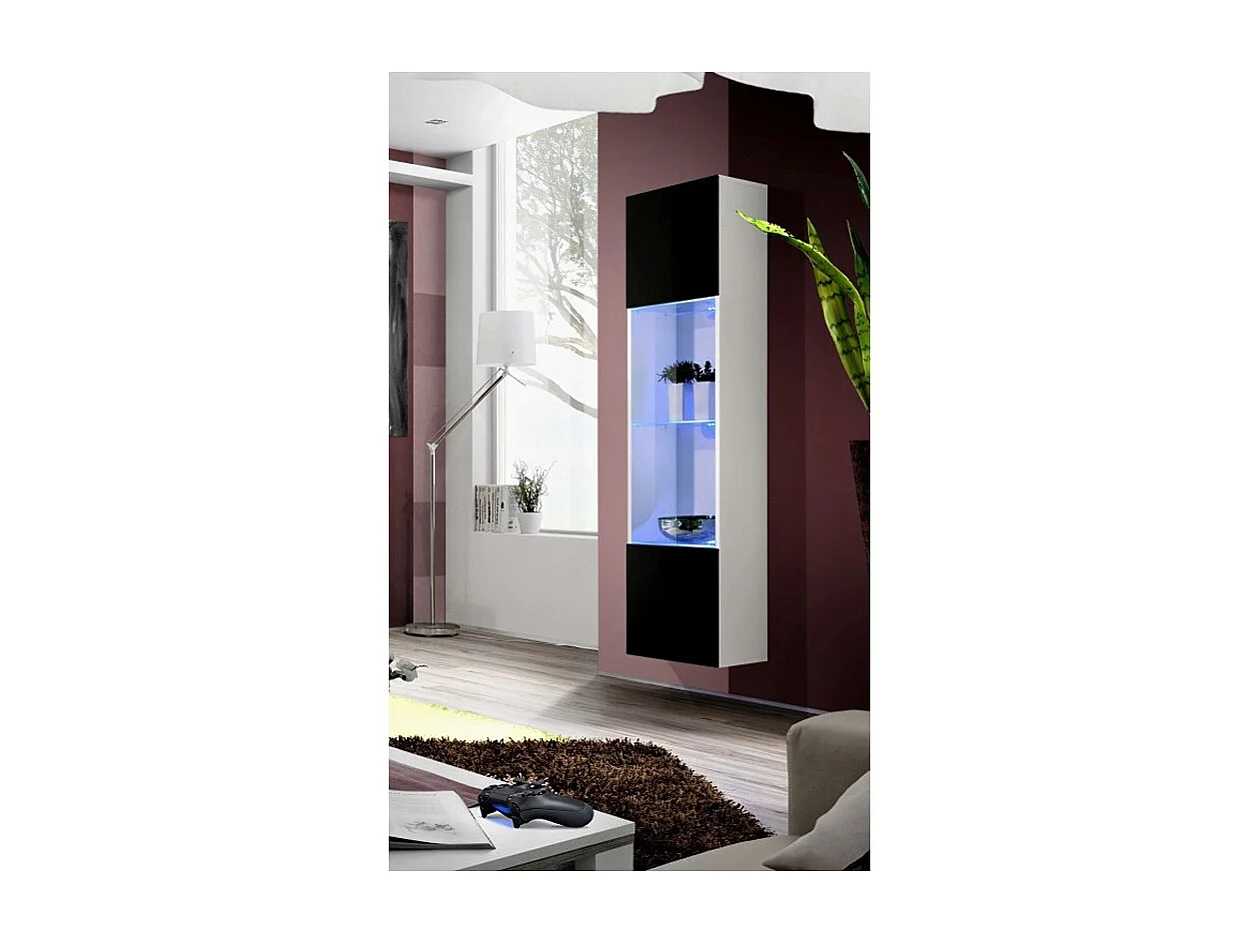 Vitrine LED Murale Design "Fly III" 170cm Noir & Blanc