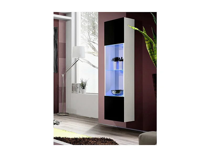 Vitrine LED Murale Design "Fly III" 170cm Noir & Blanc