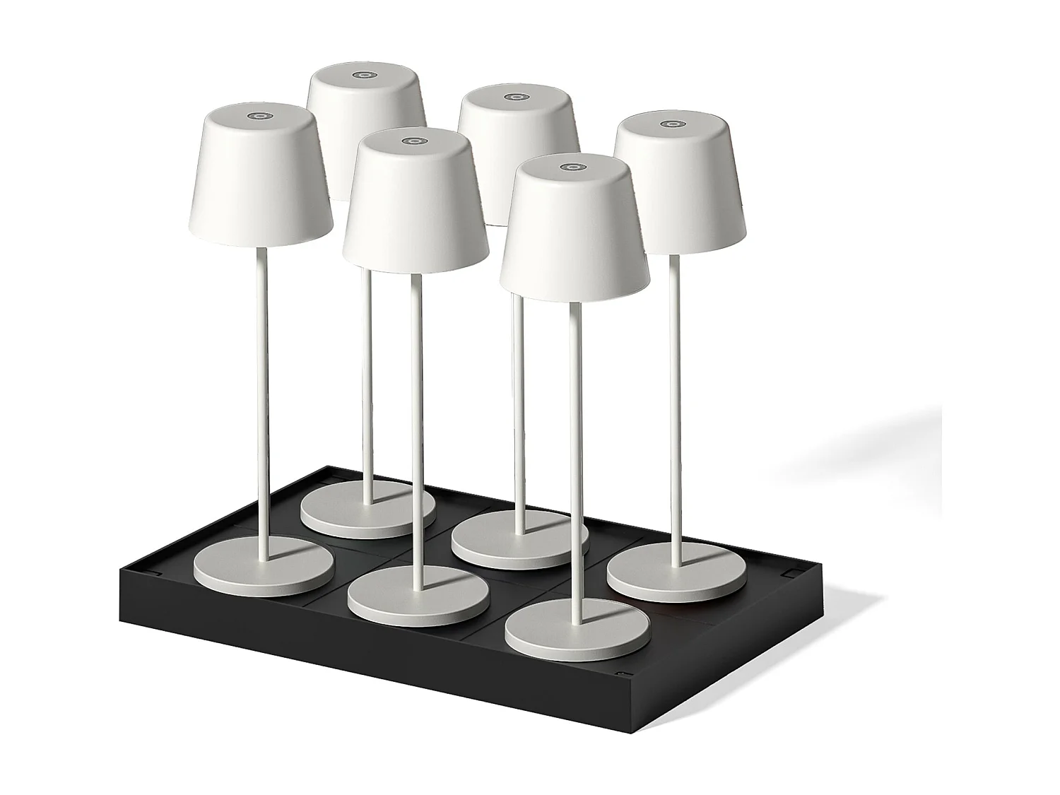 6 Lampes de table KELLY Blanc H38cm + base de chargement
