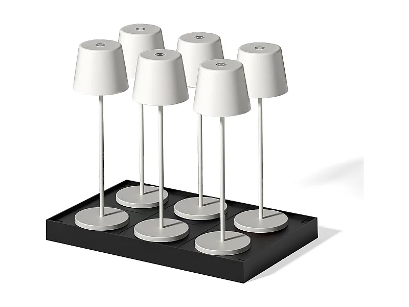 6 Lampes de table KELLY Blanc H38cm + base de chargement
