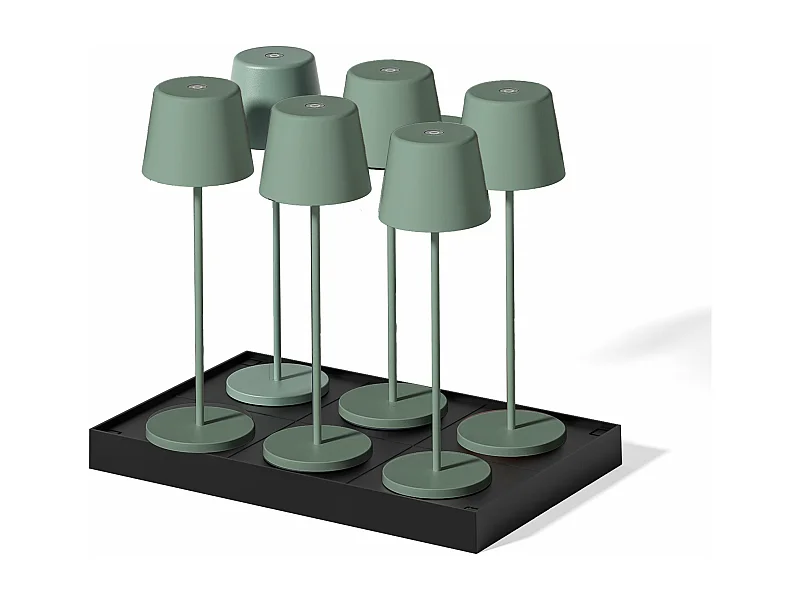 6 lampes LED avec plateau de chargement KELLY Vert Metal H38CM