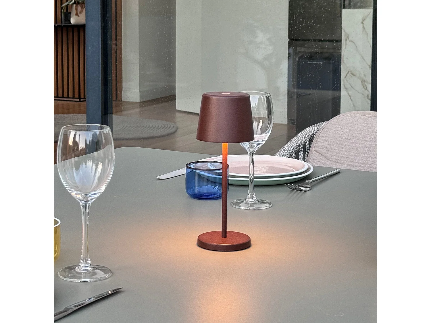 6 mini lampes avec plateau de chargement KELLY MINI Marron Aluminium H22cm