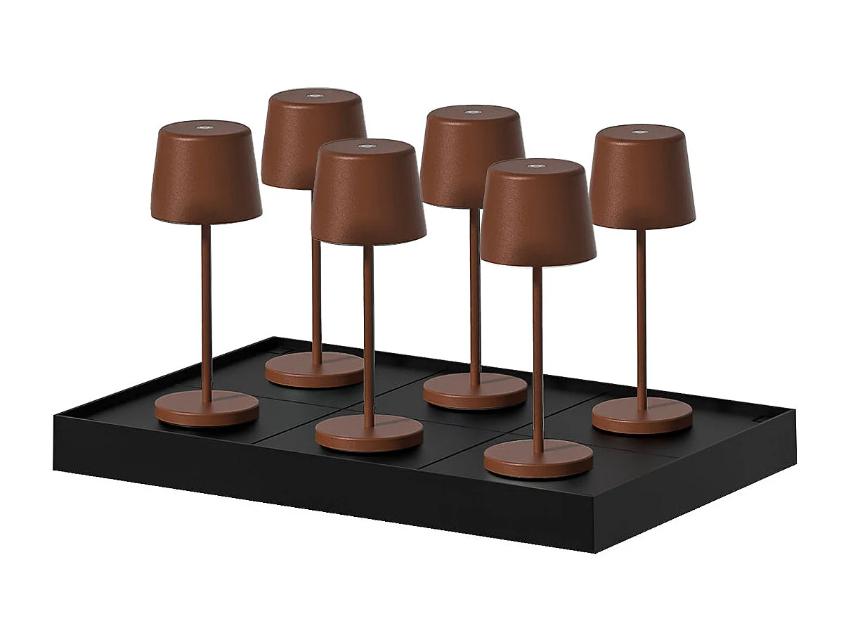 6 Lampes de table MINI KELLY Rouille H22cm + base de chargement