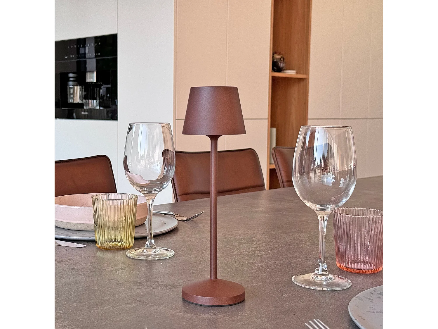 9 lampes avec plateau de chargement EMILY Marron Aluminium H25CM