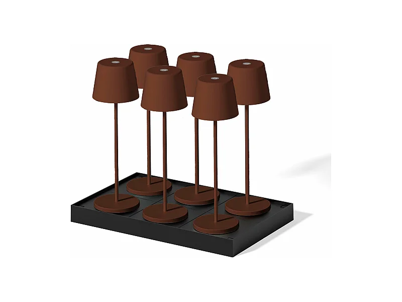 6 lampes LED avec plateau de chargement KELLY Marron Metal H38CM