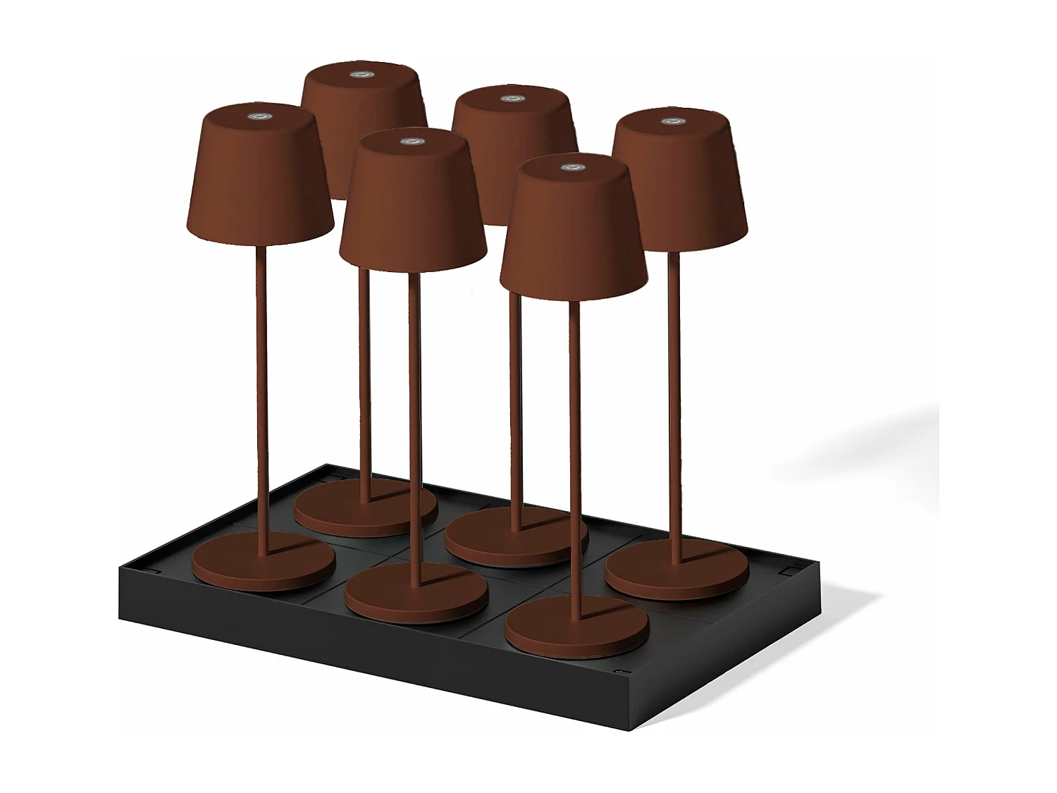 6 lampes LED avec plateau de chargement KELLY Marron Metal H38CM