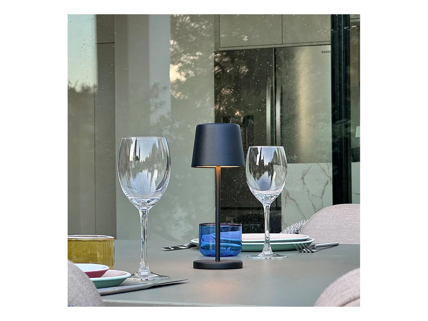 6 mini lampes avec plateau de chargement KELLY MINI Noir Aluminium H22cm
