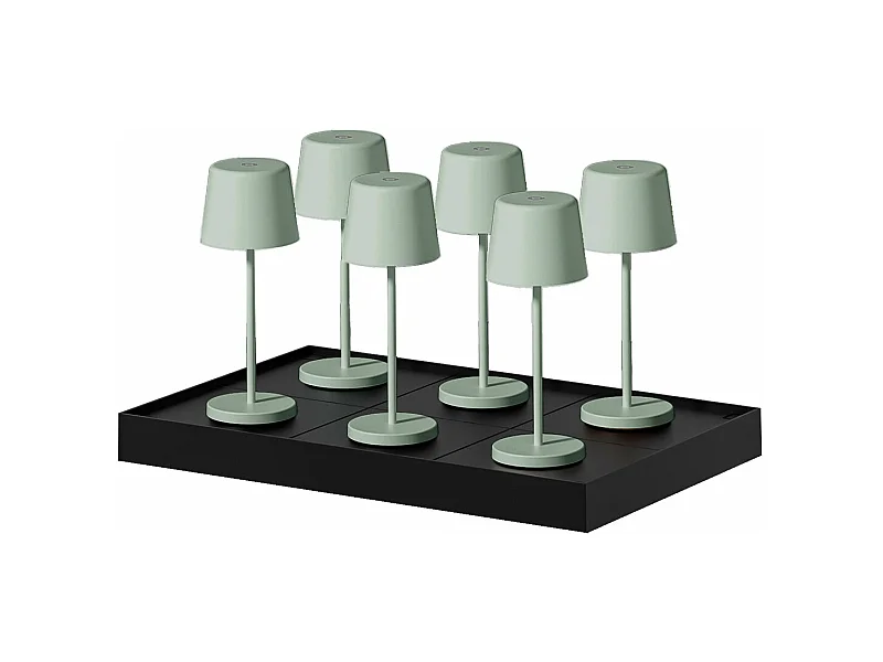6 mini lampes avec plateau de chargement KELLY MINI Vert Aluminium H22cm