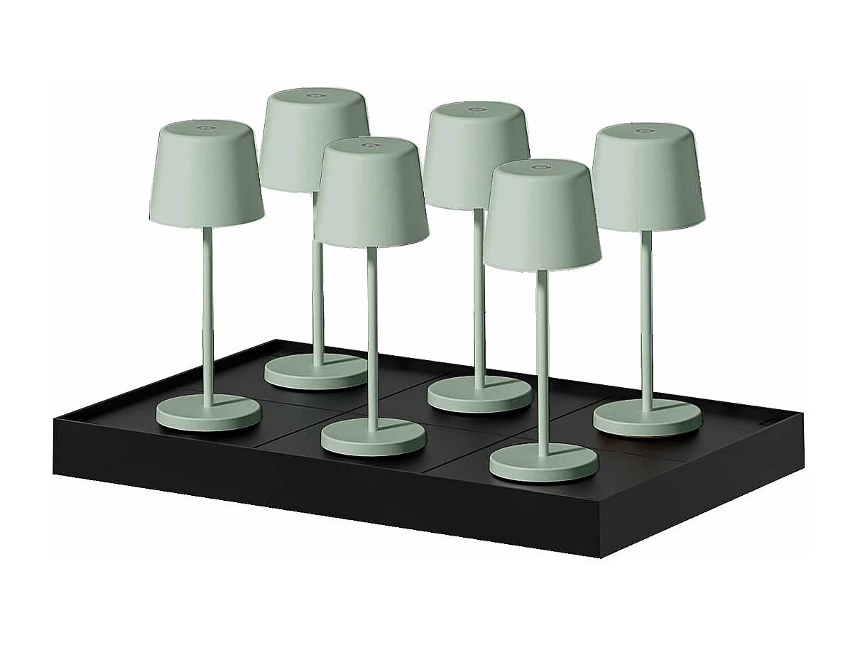 6 mini lampes avec plateau de chargement KELLY MINI Vert Aluminium H22cm