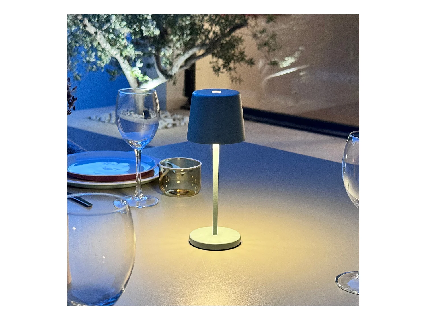 6 mini lampes avec plateau de chargement KELLY MINI Vert Aluminium H22cm