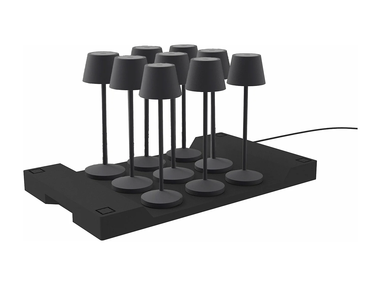 9 lampes avec plateau de chargement EMILY Gris anthracite Aluminium H25CM