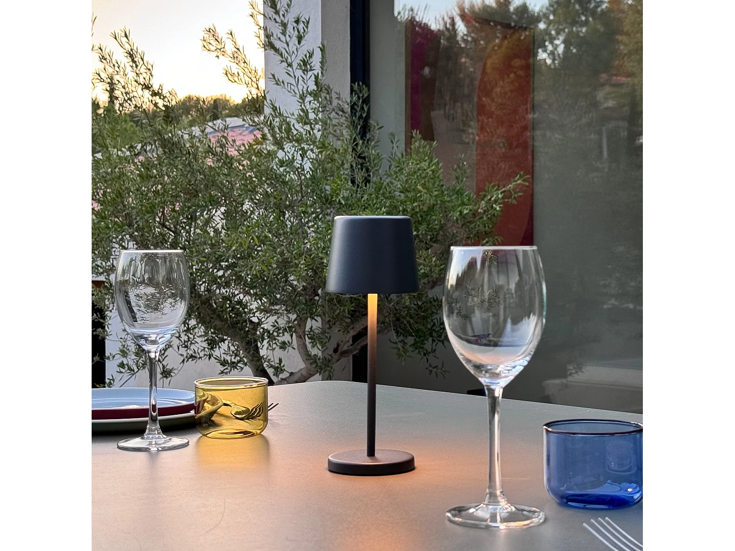 6 mini lampes avec plateau de chargement KELLY MINI Gris anthracite Aluminium H22cm