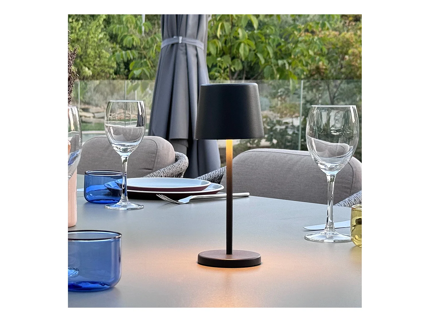 6 mini lampes avec plateau de chargement KELLY MINI Gris anthracite Aluminium H22cm