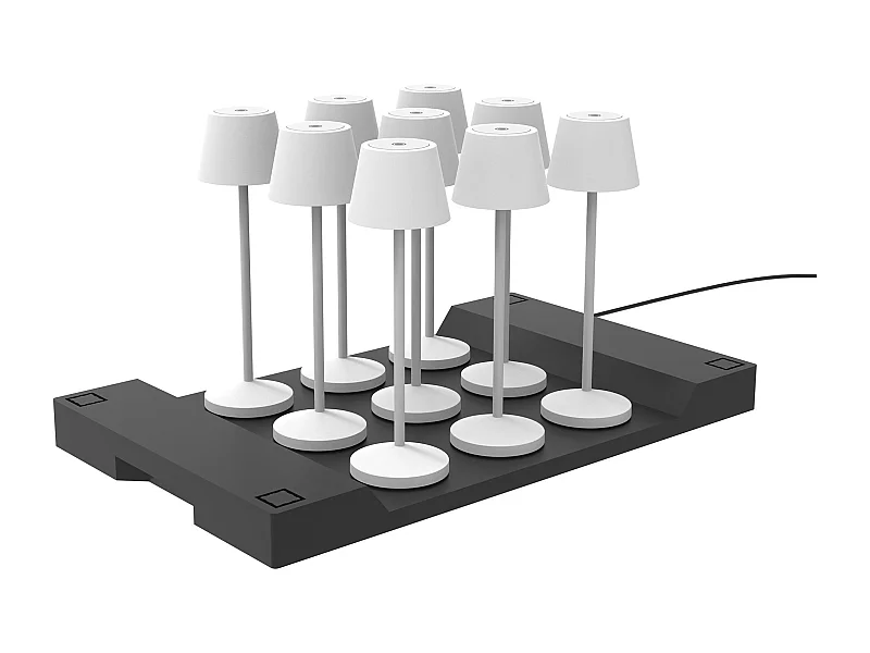 9 lampes avec plateau de chargement EMILY Blanc Aluminium H25CM
