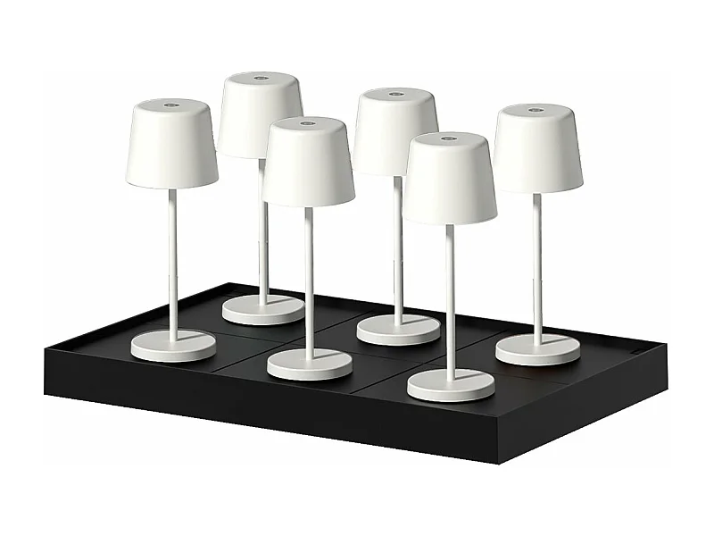 6 mini lampes avec plateau de chargement KELLY MINI Blanc Aluminium H22cm