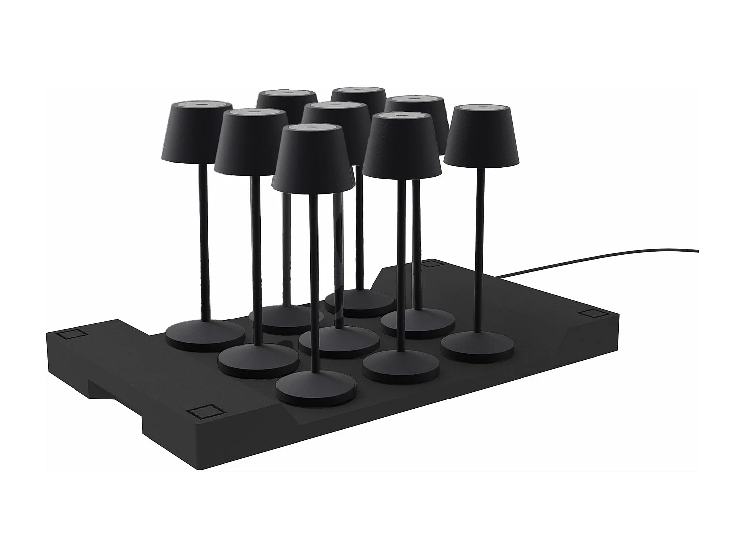 9 lampes avec plateau de chargement EMILY Noir Aluminium H25CM