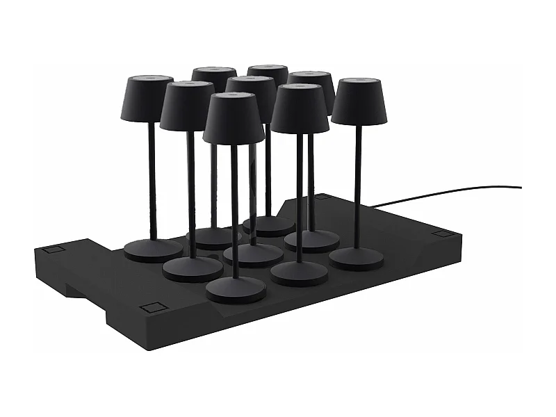 9 lampes avec plateau de chargement EMILY Noir Aluminium H25CM