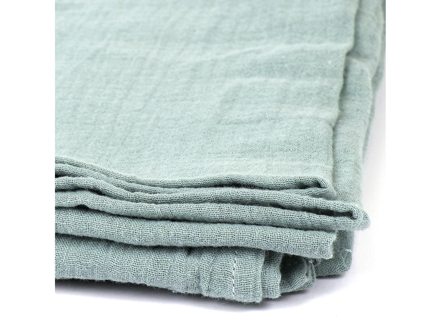 Plaid Gaze De Coton Vert Givre 120x150cm Bleu