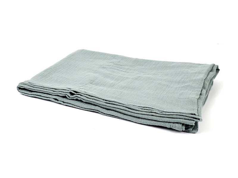 Plaid Gaze De Coton Vert Givre 120x150cm Bleu