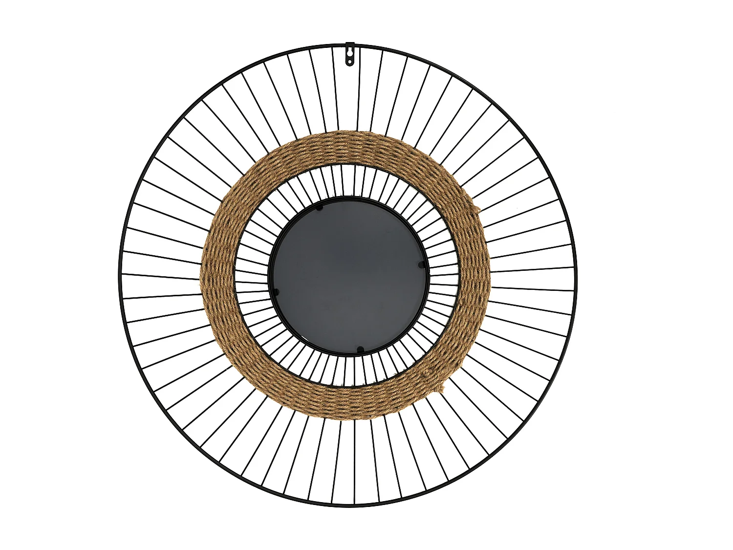 Miroir Filaire Et Jonc 60cm Noir, Beige