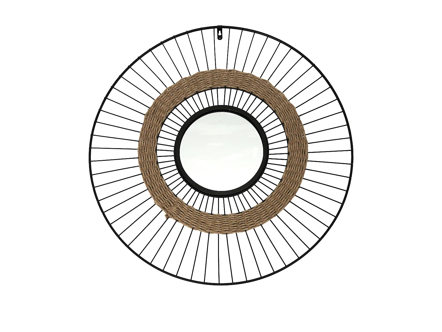 Miroir Filaire Et Jonc 60cm Noir, Beige