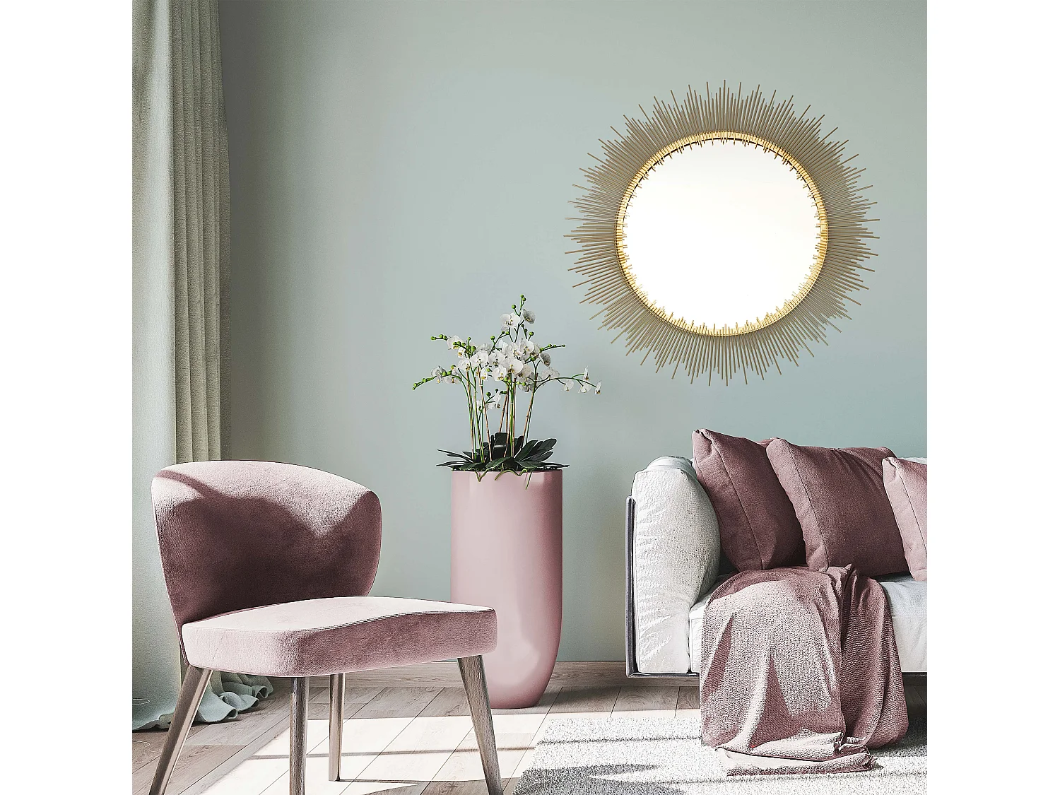 Miroir Mural Soleil Design "Royal" 60cm Or