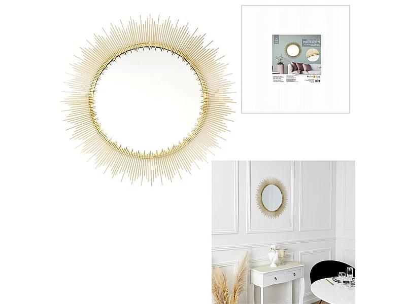 Miroir Mural Soleil Design "Royal" 60cm Or